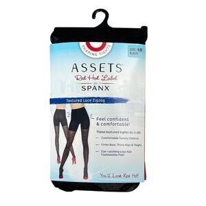 SPANX  Assets Red Hot Label Textured Lace Zigzag Tights Size 4/D Black